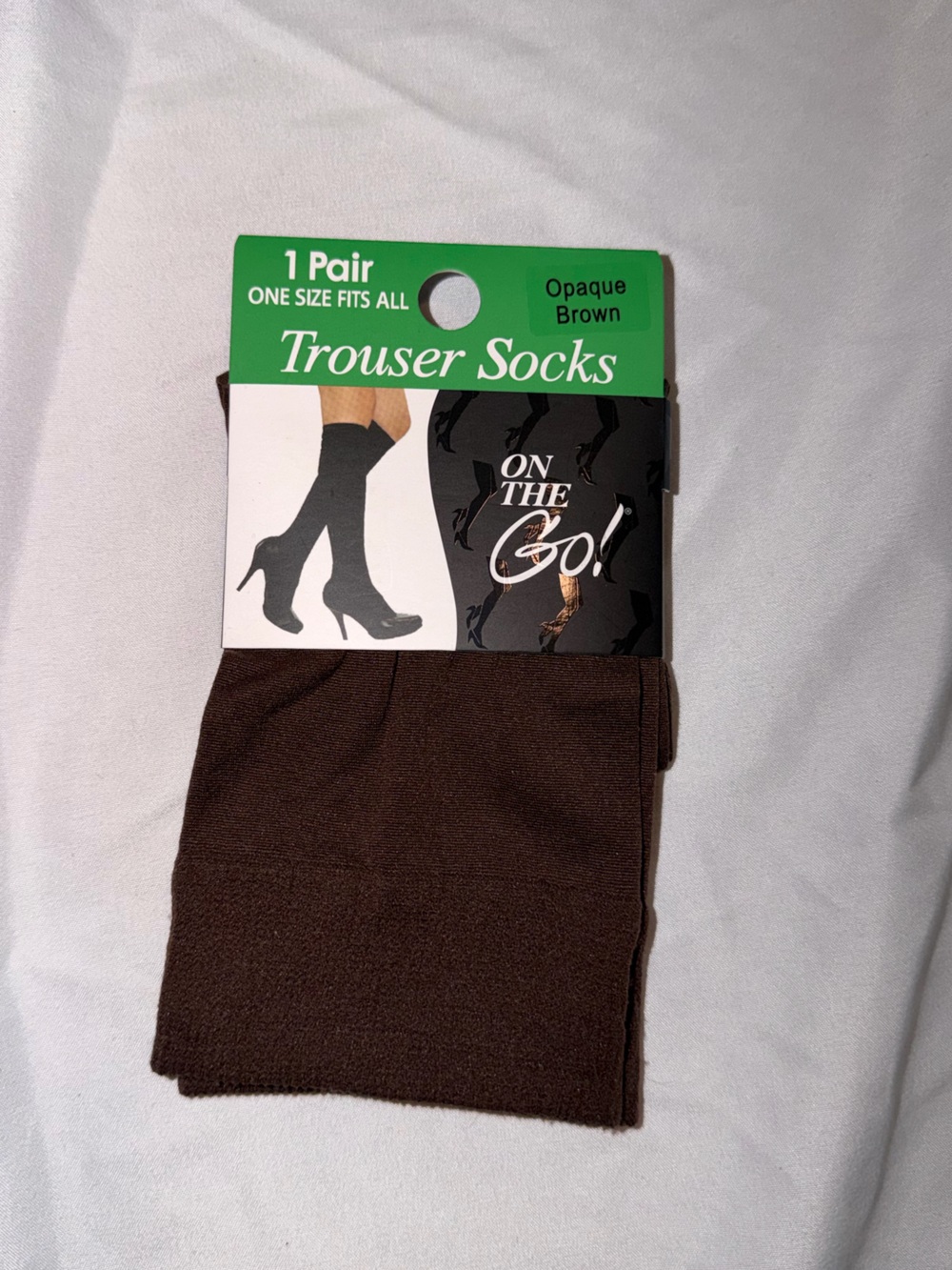 On The Go Trouser Socks Opaque Brown One Size Nylon Spandex NWT